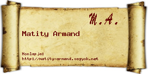 Matity Armand névjegykártya